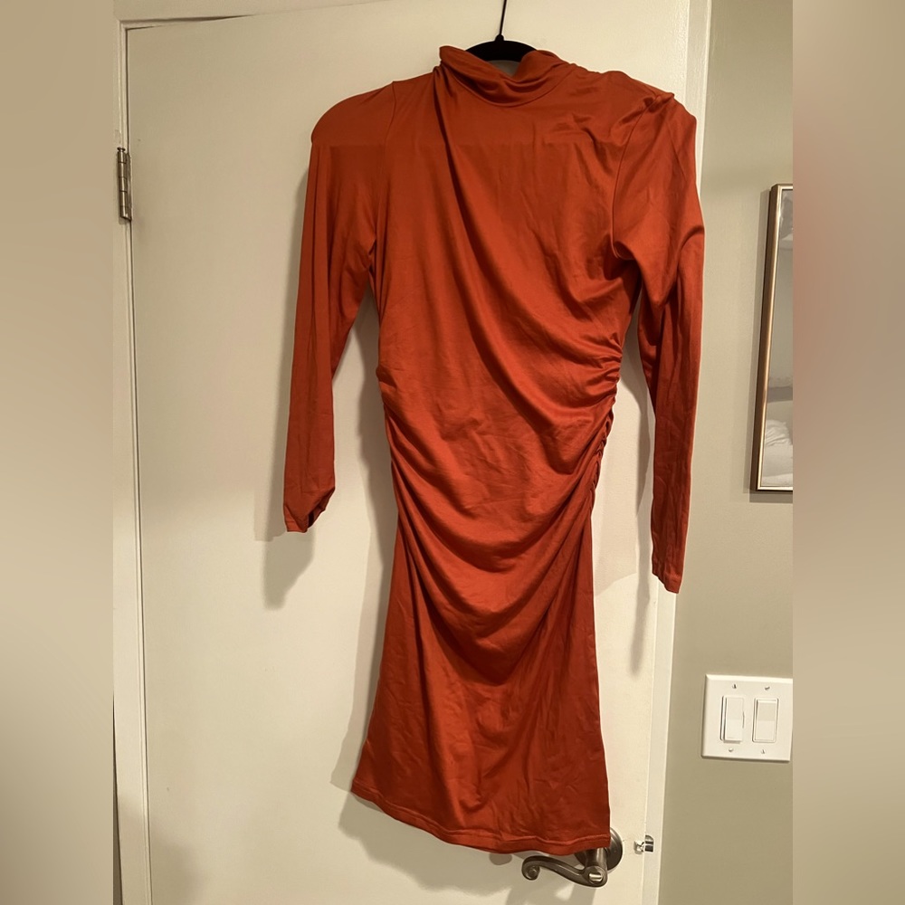 Orange cowl neck 3/4 sleeve nursing dress - brand new, never worn, tags still on